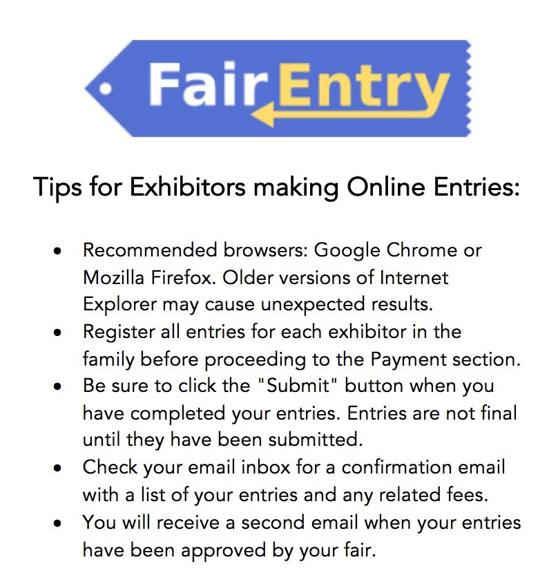 Fair Entry Tips